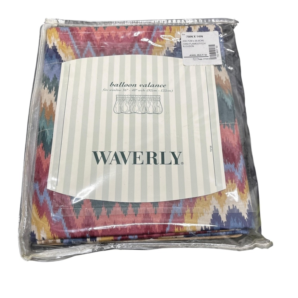 Waverly Multicolor Ikat Balloon Valance - Pink, Blue, Yellow, Purple